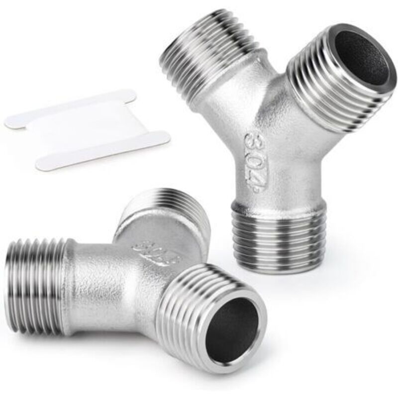2 Stück 304 Edelstahl 3/8 Zoll Bsp Außengewinde 3-wege Y-form Für Wasser/öl/gas