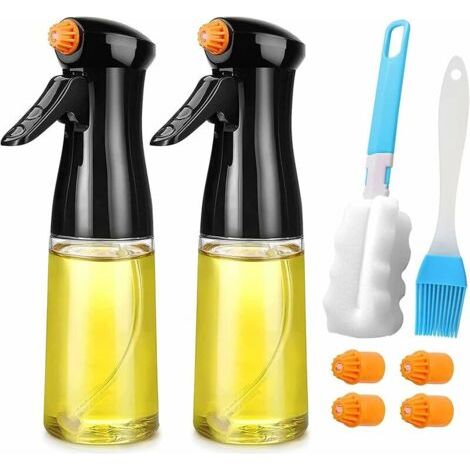 Küchenölspray 200 Ml, 2 Stück Öl- Und Essig-sprühflasche Mit Pinsel, Öl-sprühflasche, Saft Zum Grillen, Küche, Kochen, Grillen, Salat, Schwarz, De