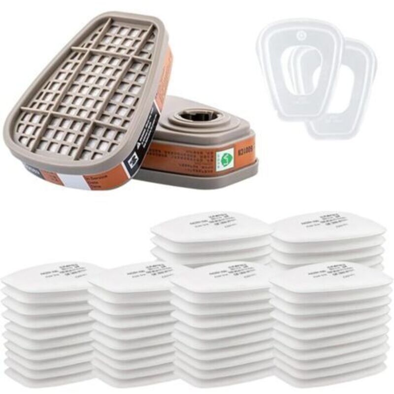 Pr 6001 3 M Filter Für Atemwege Mit Kohle, Filter Für Malerei, Filterzubehörset Mit 60 Teilen Baumwollfilter, Für Filtrationsreiniger, Gesichtsschutz, Kompatibel Mit 6200/6800/7502