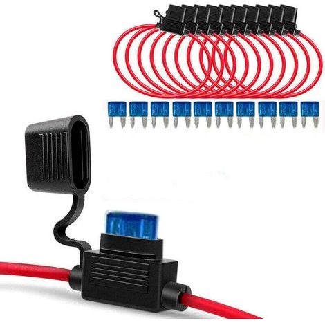 10 Stück Porte Fusible Lame Enfichable 12awg Mit Fil 32v-unterstützung Für Automobile