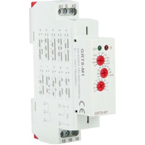 Grt8-m1 Zeitrelais Mit 10 Funktionen, 35-mm-din-schienenmontage, 12 V/240 V Ac/dc, 50–60 Hz