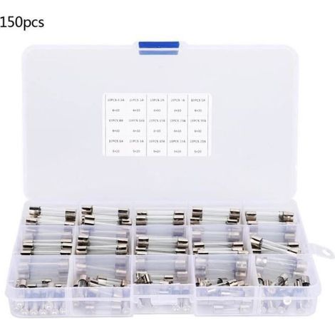 Xuy Sortiment An Sicherungen Und Glasrohren, 150 Stück, 6 X 30 Mm, 0,5 A – 1 A – 2 A – 3 A – 5 A – 8 A – 10 A – 15 A – 20 A – 30 A