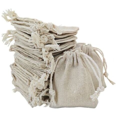 50 Stück Petits Sacs En Sachet Coton, Pochon Tissu, Sac Toile De Jute Pochette Tissu Cordon Sac En Bijoux Sacs Cadeaux Sachet, 7 9 Cm