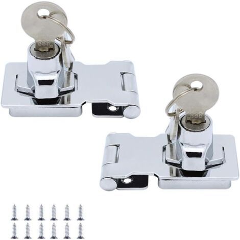 (2er-pack) Metall-verriegelungsbügel, 65 Mm, Türriegel-riegelschnalle Mit Vorhängeschloss Und Schlüssel – Chrom-hardware Zum Verriegeln Von Schuppentüren, Schränken, Boxen, Möbeln