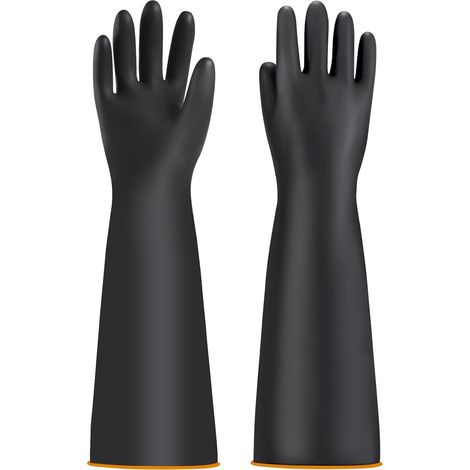 Gants De Protection Chimiques Industriels – Protection Longue Et Imperméable Pour Bassin – Resistants À L'Acide Et Aux Alcalins (55,9 Cm)