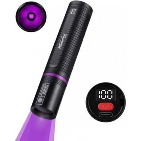 Sv113 Uv-led-taschenlampe, 365 Nm, Kleine Usb-c-wiederaufladbare Digitalanzeige, Mini-ultraviolettlampe, Schwarzlicht-urindetektor Für Harz, Angeln, Skorpion, Mineralien, Bernstein Mit Batterie