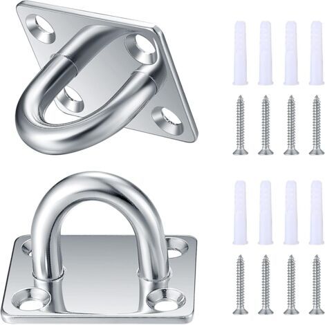 2er-pack Quadratische M8-deckenhaken Aus Edelstahl, Metall-u-aufhängehaken Für Die Decken- Und Wandmontage