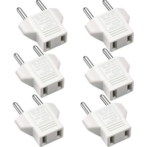 Us-zu-eu-adapter, [6er-pack] 2-poliger Cn-china-usa-amerikaner Auf 2-poliger Eu-europa-frankreich, Deutschland, Spanien, Ägypten Und Mehr – Weiß