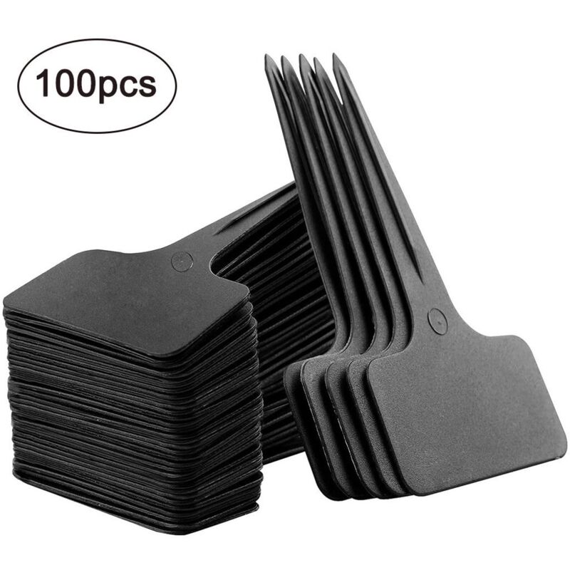 100 Stück T-typ Kunststoff-pflanzenschilder Schwarz Zum Beschriften Von Pflanzensteckern, Wetterfest, Stecketiketten, Schwarze Etiketten Für Pflanzen, 610 Cm