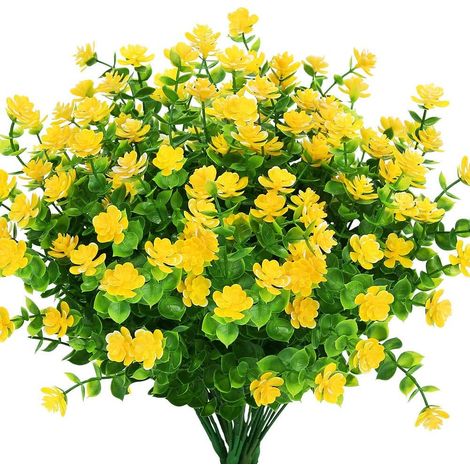 Künstliche Blumen Für Den Außenbereich, Künstliches Grün Aus Kunststoff Für Hängende Pflanzgefäße Im Innen- Und Außenbereich, Dekoration Für Zuhause, Büro, Hochzeit Oder Bauernhaus, 8er-pack, Gelb – R