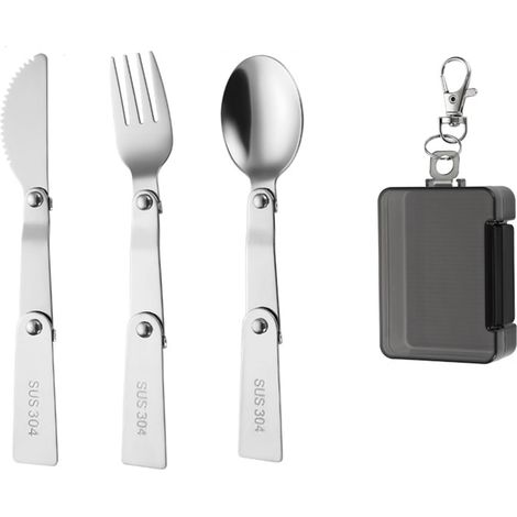 Flexible Drehbare Abdeckungen (fourchette Et Cuillère) – 3-in-1-ustensile, Kompakt Und Tragbar Aus Edelstahl 304 (set Aus 3 Silbernen Teilen)