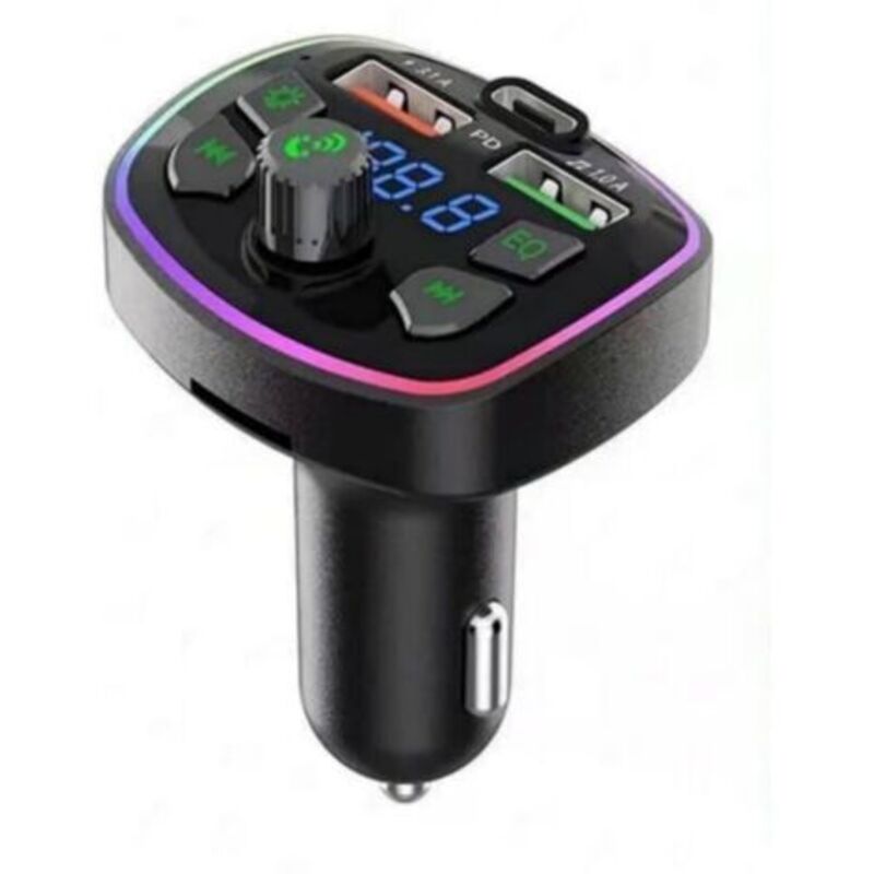Fm-bluetooth-empfangsgerät Für Das Auto Mit Bassverstärker, Doppeltes Schnelles Usb- Und Typ-c-ladegerät, Cvc-geräuschreduzierung, 7-farben-led, Stereoanlage, Tf/microsd-karte, Kompatibel Mit Ios Und