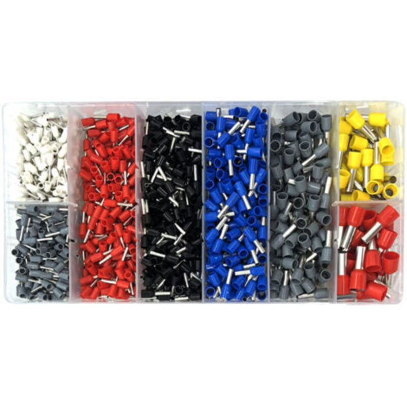 1250 Stück Hsc8 6–4 A Röhrenklemmen-set, Weiß, Schwarz, Rot, Blau, Gelb, Grau, Mischfarbe, 0,25–10 Mm², Mit Aufbewahrungskoffer