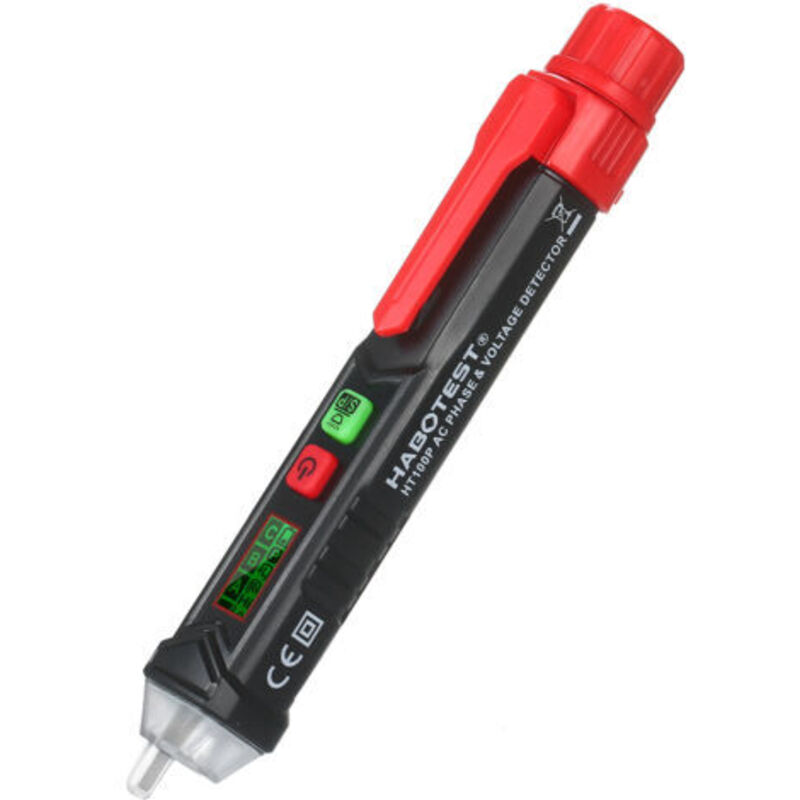 Habotest Ht100p Berührungsloser Teststift Lcd Digitaler Spannungsprüfer Ac-phase Und Detektor Mit Ton- Und Lichtalarm Tragbares Stift-elektroskop Ncv-empfindlichkeitseinstellung