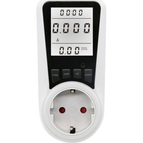 Weißer Energiezähler, Wattmeter-sockel, 7 Modi, Energiezähler-sockel, Lcd-display, Max. 3680 W, Weißes Licht