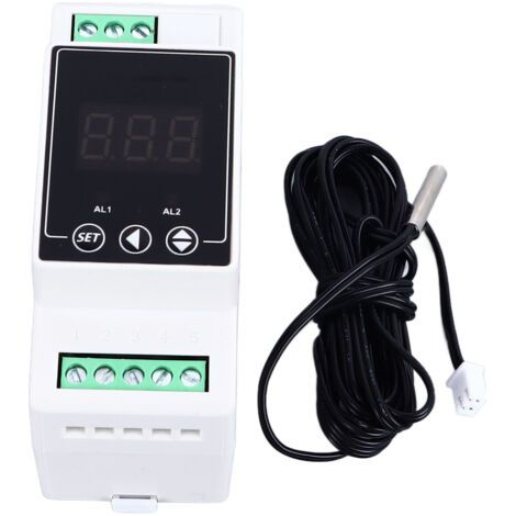 Führungsschiene Temperaturregler Heizung Kühlung Digitaler Thermostat 2 Relais Zylindrische Sonde Messgerät Ac100-240v