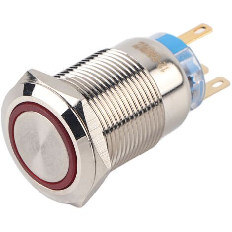 Wasserdichter Selbstsichernder Drucktastenschalter Aus Edelstahl, 19 Mm, 12–24 V, Rote Led