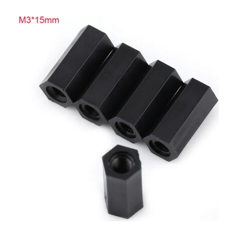 100 Schwarze Pa66-abstandshalter Mit M3-innengewinde X Sechskantgewinde (m315)