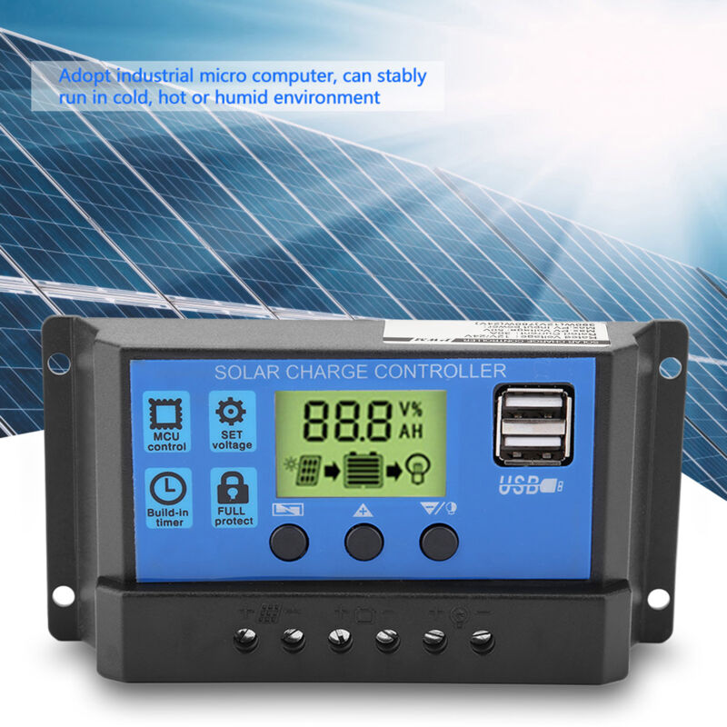 Pwm-solarregler 12 V/24 V Usb, Solarpanel-batterieregler, Lcd-display, Überlast, Überstrom (yjss-30a)