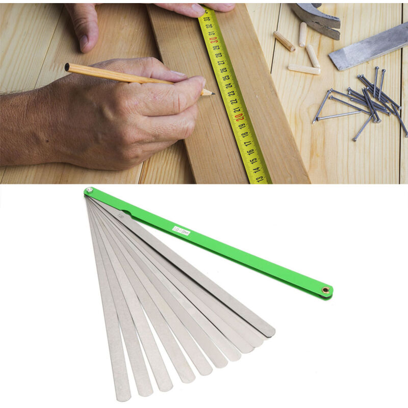 300 Mm Spalt-fühlerlehre, 17 Klingen, 0,02–1 Mm Dicke, Metrisches Edelstahl-messwerkzeug