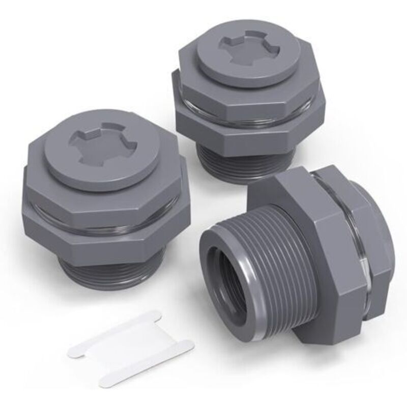 3-teiliges 1-zoll-pvc-tankanschluss-adapterstück Mit Stopfen Und Dichtung Für Wassertanks, Regentonnen, Aquarien, Badewannen Und Waschbecken