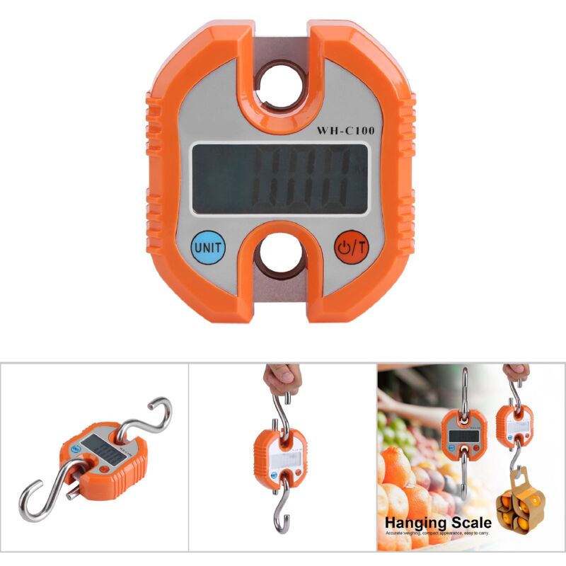 Weiheng Tragbare Digitale Elektronische Waage Mit Lcd-display Und Orangefarbenem Aufhängehaken