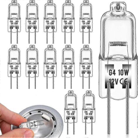 10er-pack G4 10 W 12 V Halogen-glühbirne, Klare Kapsel, 2-poliger Sockel, Warmweiß, Dimmbar 0619