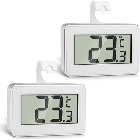 Thermometer Für Den Kühlschrank, Mini-thermometer Mit Numerischer Lcd-anzeige, 2 Teile Mit Häkelarbeit, Temperaturtester Für Kühlschrank/kühlschrank, Weiß.