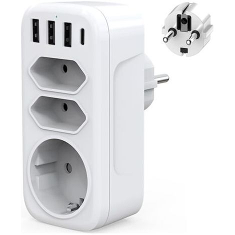 Usb-c-wandsteckdosenleiste, 4000 W, Steckdosenadapter, Mehrere Usb-ladegeräte Mit 3 Usb + Typ C, 1 Schuko-steckdose Und 2 Euro-steckdosen Für Zuhause, Küche Und Büro