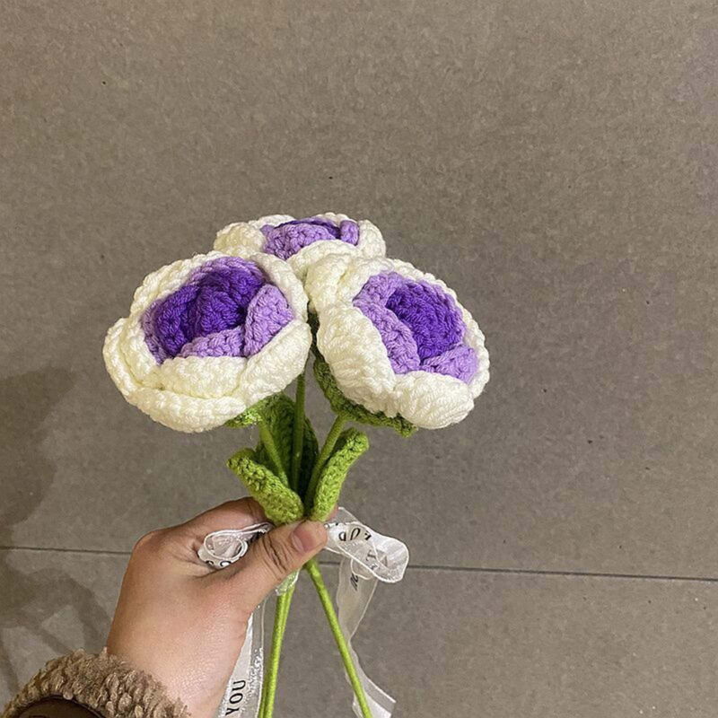 Gestrickter Rosen-simulationsstrauß, Handgewebtes Garn, Blumendekoration, Perfektes Geschenk Für Frauen, Romantisch Und Langlebig, Ideal Für Valentinstag, Jubiläen Und Geburtstage