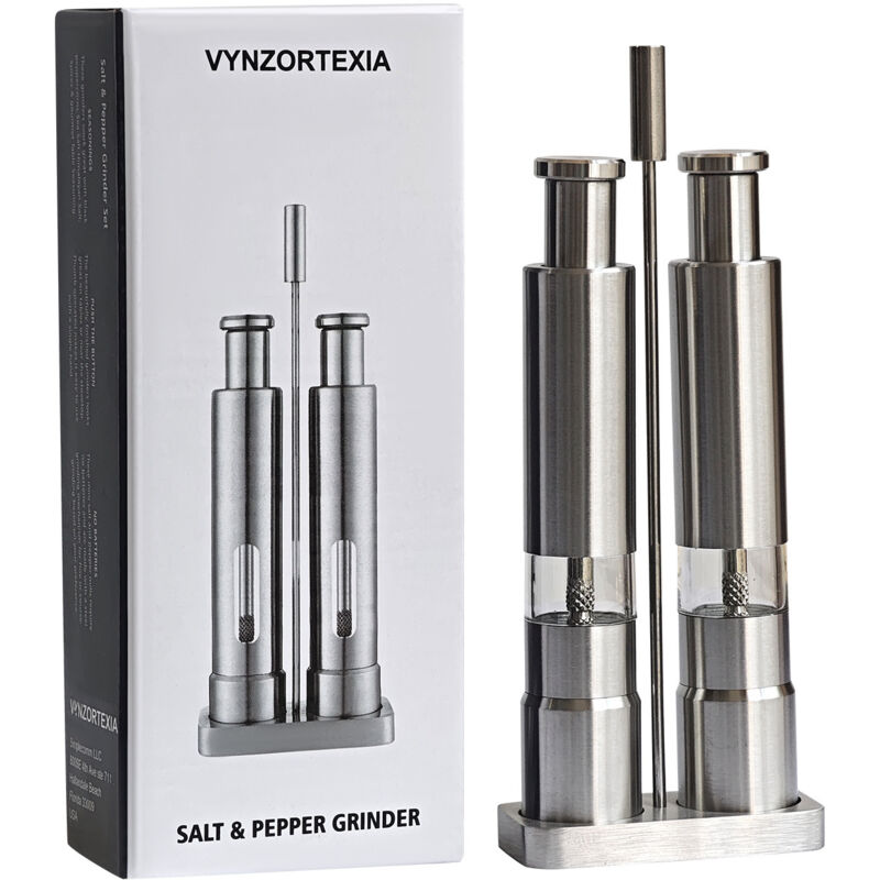 Set Mit 2 Manuellen Salz- Und Pfeffermühlen, Edelstahl, Silber