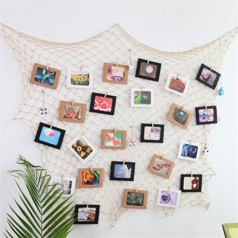 Kader-fotowandgemälde In Filet De Pêche, Dekorations-fotowandgemälde In Beige, 1 × 2 M, Mit Pinces Et Clous