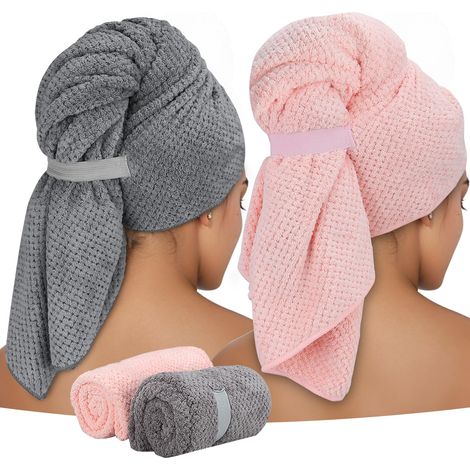 Set Mit 2 Mikrofaser-servietten Für Lange Haare, Schnelles Trocknen, 100 X 60 Cm, Turban, Besonders Saugfähig