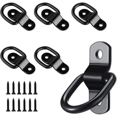 6 Stück Zurrring, Zurrring D-ring Mit 12 Stück Schrauben, Augenplatten Aus Metall, Zurrring Aus Schwarzem Metall Für Holzhängematten, Anhänger, Autos, Lkws