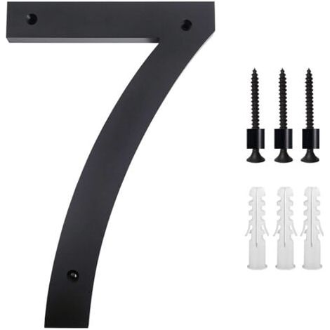 Hausnummernschild, 25,4 Cm (7, Schwarz), Modernes Türnummernschild, Zinklegierung, Hausadressennummern