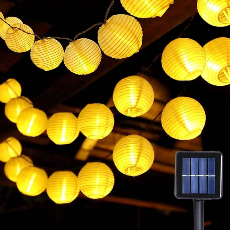 Led-solarlaterne, Lichterkette, Solarmodell, 8 Funktionen, 6,5 Meter, 30 Lichter, Warmweiß