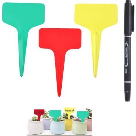 120 Stück Outdoor-gartenetiketten, Kunststoff-pflanzenmarkierungen, T-typ, Kunststoff-gemüsegartenetiketten Mit Wasserfestem Stift, Wiederverwendbare Beschriftungen Und Pflanzenzubehör (rot Und Grün).