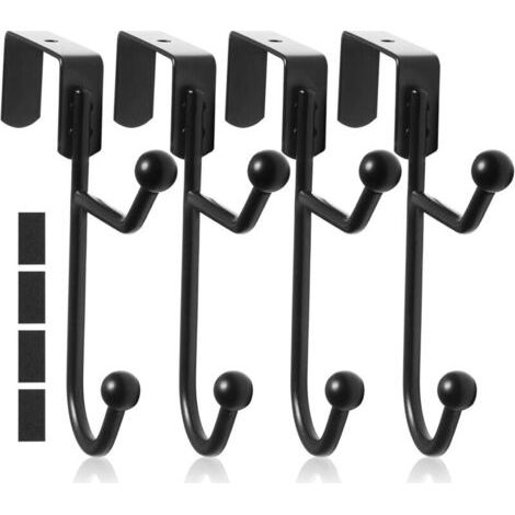Set Mit 4 Hängenden Türhaken, Schwarz, Ohne Bohren, Praktisch Für Mäntel, Handtücher Und Mehr