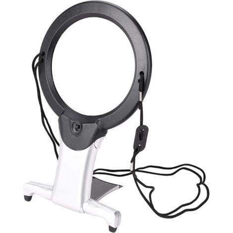6-fache Lupe Mit Licht Und Ständer, Lupe Mit Licht, Freihändige Lupe Mit Ständer, Große Lupe Mit 2 Led-leuchten