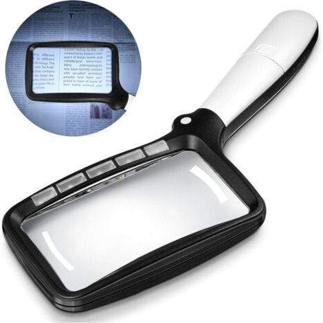 Biegsame Vortragslupe Mit Led-leuchte – Rechteckig, 3 X Groß, 5 Leds, 2 Abstufungsmodi – Ideal Für Ältere Menschen Und Uhren