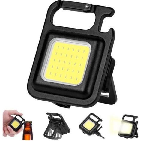 Cob-arbeitsleuchte, 500 Lumen, Wiederaufladbar, Mini Tragbar, Schlüsselanhänger Mit Flaschenöffner Und Magnetfuß, Camping/notfall