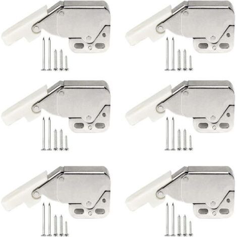 Packung Mit 6 Federbelasteten Taktilen Riegeln, Mini-push-to-open-verschlüssen Für Schränke, Mit Befestigungsschrauben