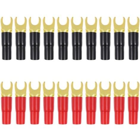 Packung Mit 10 Paar Kupfer-vergoldeten Spatengabel-adaptern, Lautsprecher-crimp-barriere-spatenverbindern (rot Und Schwarz)