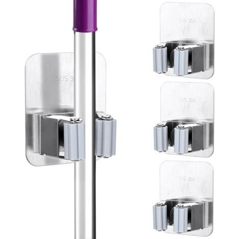 3er-pack Selbstklebender Bürstenhalter Aus Edelstahl, Ohne Bohren, Wandmontage, Für Badezimmer, Küche, Büro, Schrank, Garage, Silber