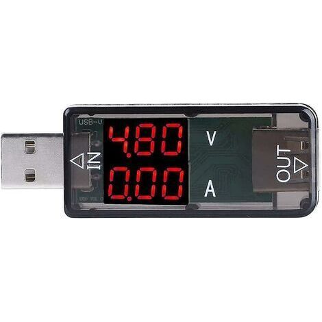 Usb-spannungsprüfer, Usb-farb-lcd-voltmeter, Amperemeter, Strommesser, Multimeter, Ladegerät, Usb-tester, Echtzeit-spannungserkennung, 6,7 2,4 1,5 Cm (schwarz) Bett