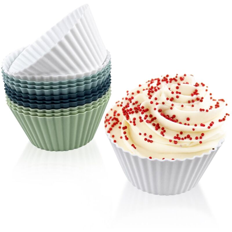 12 Stück Silikon-muffinformen, Wiederverwendbare Cupcake-formen, Antihaftbeschichtete Cupcake-formen, Muffin-backformen, Bpa-freie Silikonformen Für Kuchen, Creme, Bo