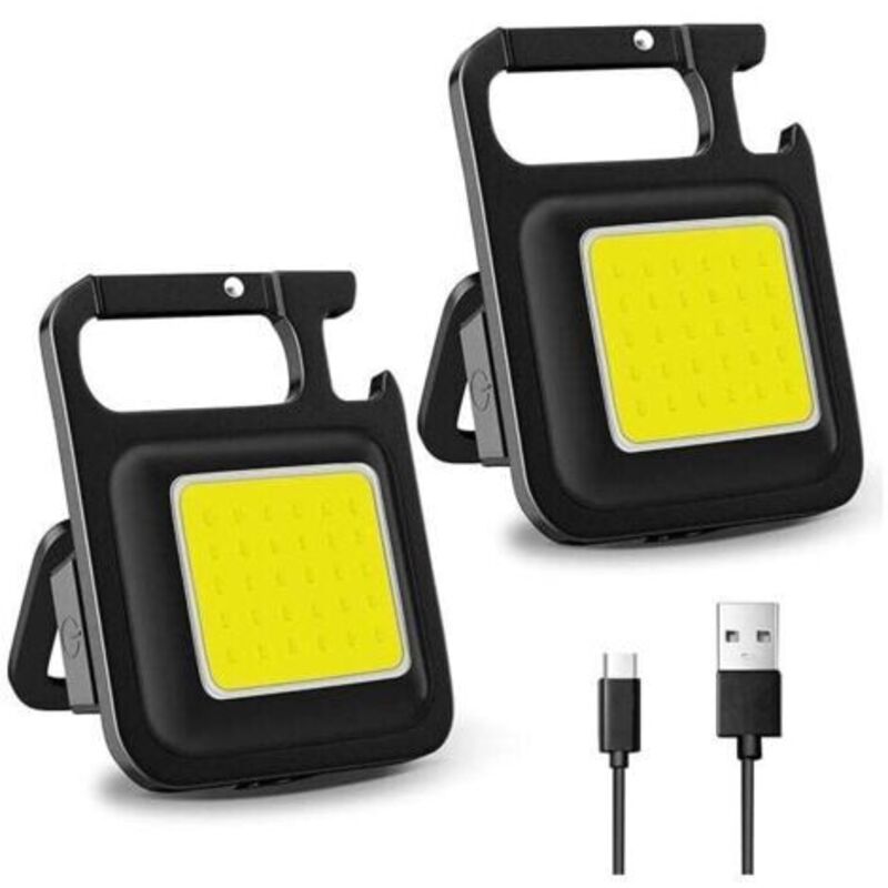 Set Mit 2 Wiederaufladbaren Mini-taschenlampen, Tragbaren Mini-arbeitslampen, 800 Lumen, Cob-taschenlampe Für Camping