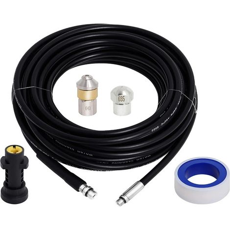 Ablaufschlauch-reinigungsset Für Kärcher Hochdruckreiniger Mit Adapter, Flexiblem Schlauchlöser Und Rotierender Düse, 15 M.