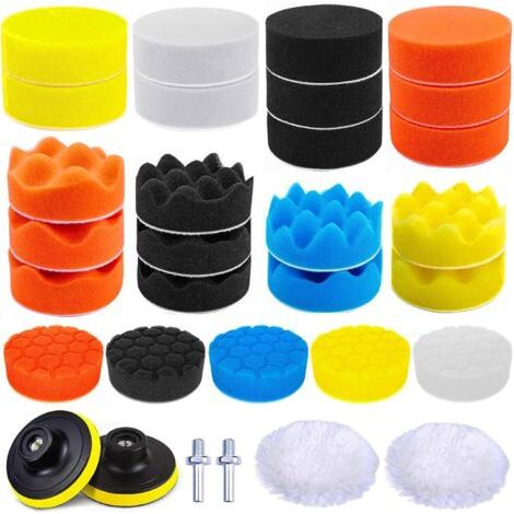 31 Auto-polierset, 25-teiliges 80-mm-schwamm-polierpad, 2 Woll-polierpads, 2 M10-adapter Für Bohrmaschine, Zum Polieren, Schleifen Und Wachsen Von Autopolierern