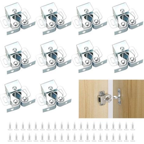 Möbelverschlüsse, 10 Stück, Schranktürschnäpper, Doppelrollen-schranktürschnäpper Für Schrank, Silber